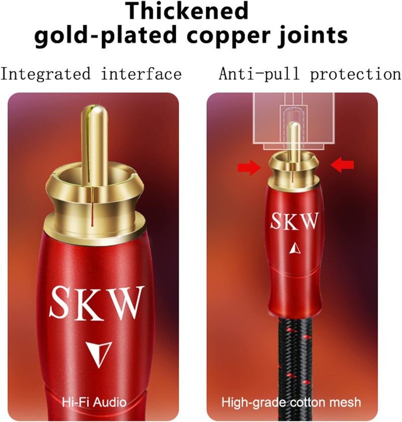 SKW Digital Coaxial Cable Entry Level HC Series RCA to RCA Multiple Shield Subwoofer Cable for HiFi Systems 3.2ft/1M - Image 4